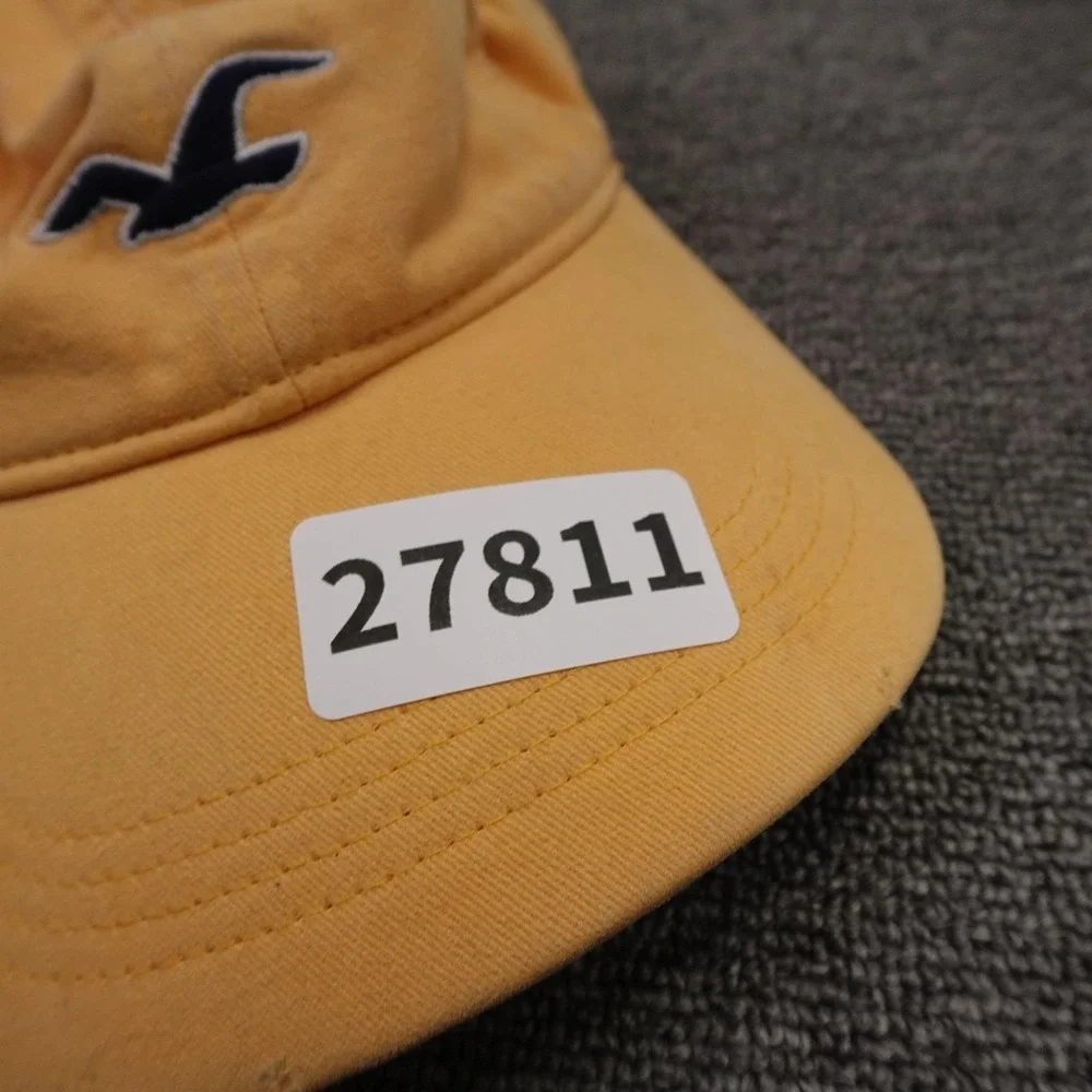 Hollister Hat Cap Strap Back Mens One Size Yellow Twill Baseball Embroidered